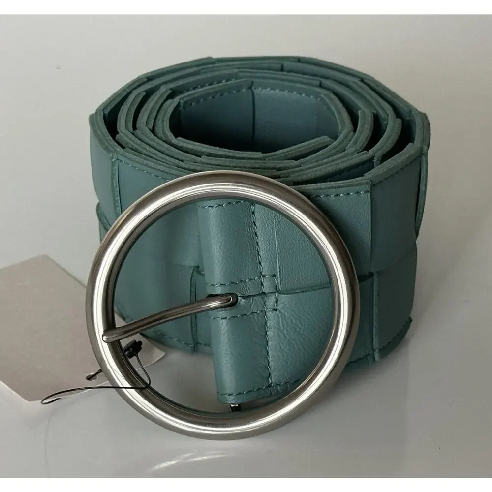 NWT $850 Bottega Veneta Intrecciato Nappa Leather Green Belt 36/90 IT 577933